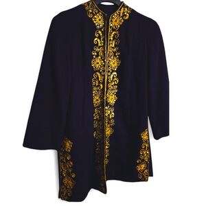 Rose Art Modes x Zimmerman 30’s Black & Gold Bead Sequined Trim Swing Jacket L